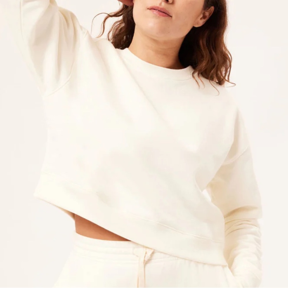 Ivory Girlfriend Collective Crop Sweatshirt M NWT